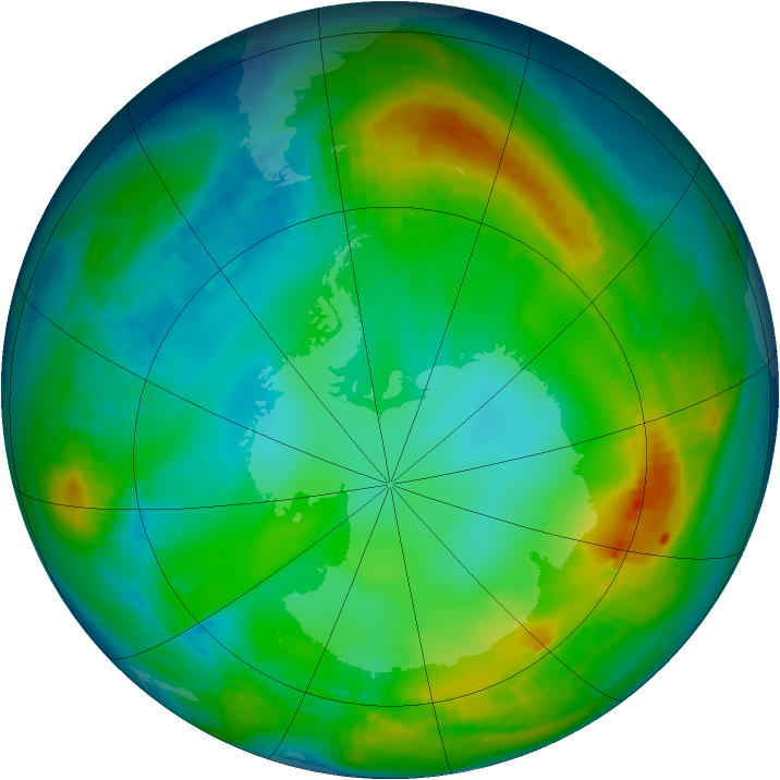 Antarctic ozone map for 03 June 1980